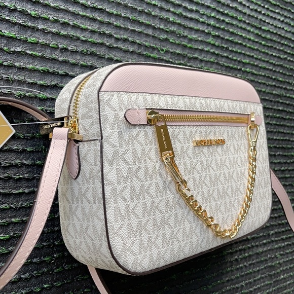 MICHAEL KORS LARGE EAST WEST ZIP CHAIN XBODY POWDER BLUSH MULTI - Picture 5 of 16